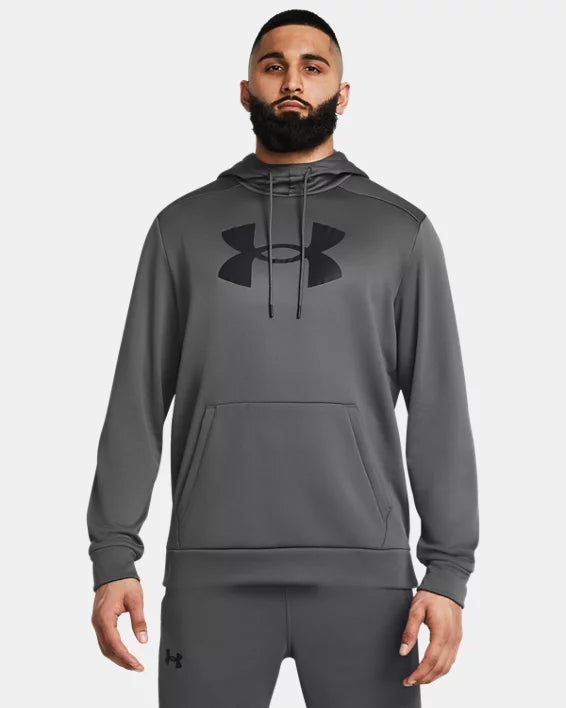 UNDER ARMOUR : Men's Armour Fleece Big Logo Hoodie - Grey