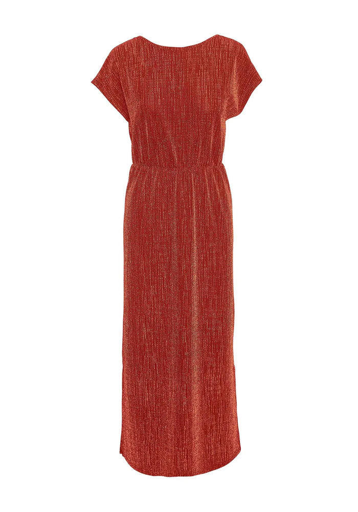 VERO MODA : Elma Dress - Red Ochre/Lurex