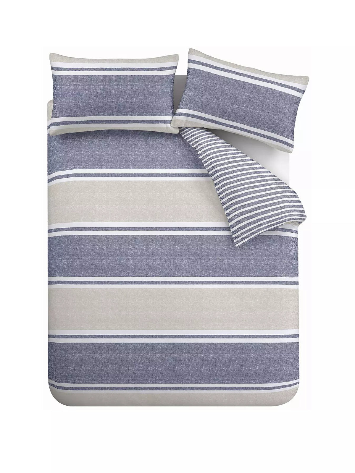 CATHERINE LANSFIELD Textured Banded Stripe Duvet Cover Set - Blue