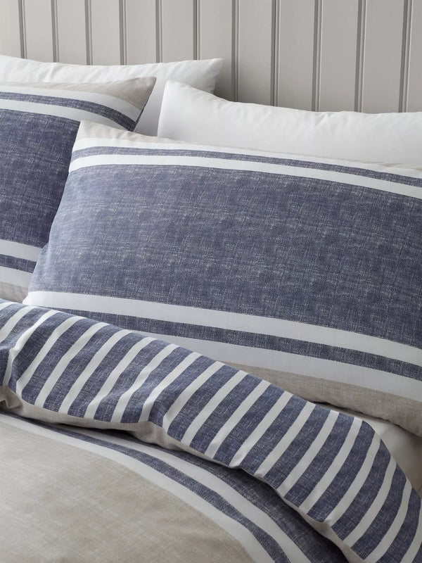 CATHERINE LANSFIELD Textured Banded Stripe Duvet Cover Set - Blue