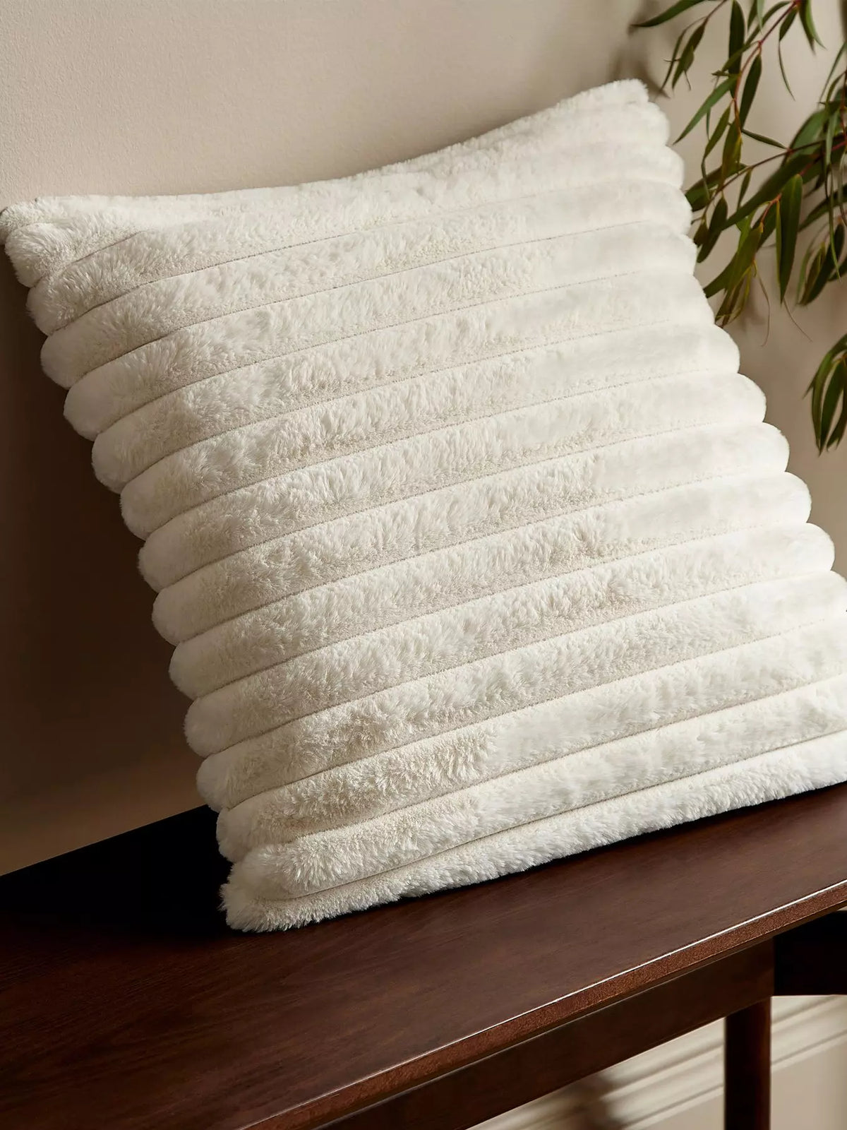 CATHERINE LANSFIELD : Cosy Ribbed Cushion - Cream