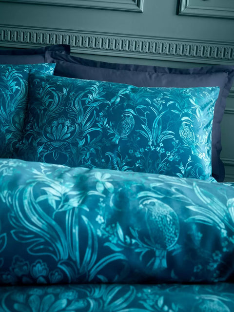 CATHERINE LANSFIELD Bridgerton Regal Birds Soft Velvet Duvet Set - Teal