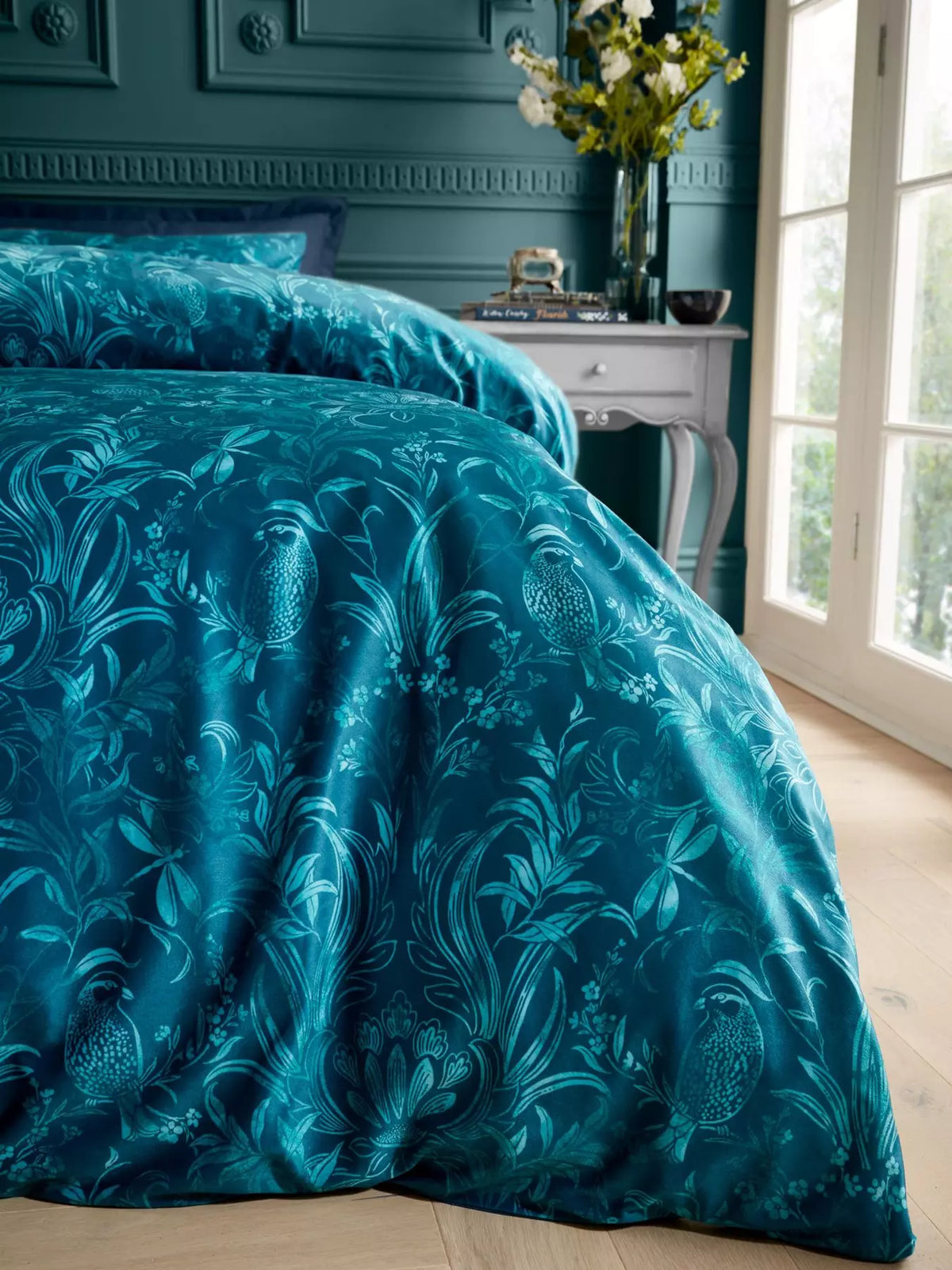 CATHERINE LANSFIELD Bridgerton Regal Birds Soft Velvet Duvet Set - Teal