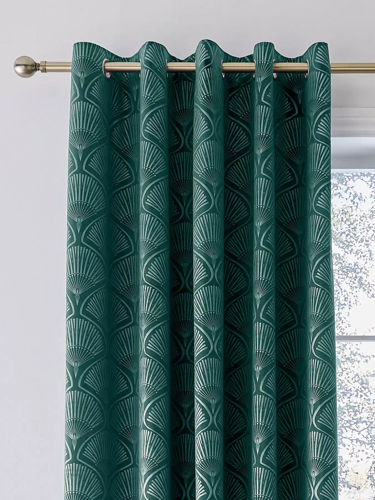 CATHERINE LANSFIELD Art Deco Pearl Curtains 66x72" - Teal