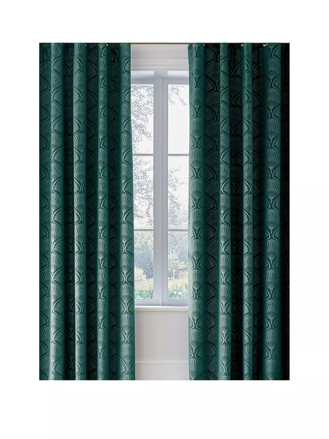 CATHERINE LANSFIELD Art Deco Pearl Curtains 66x72" - Teal