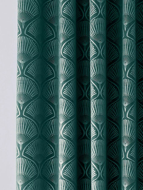 CATHERINE LANSFIELD Art Deco Pearl Curtains 66x72" - Teal