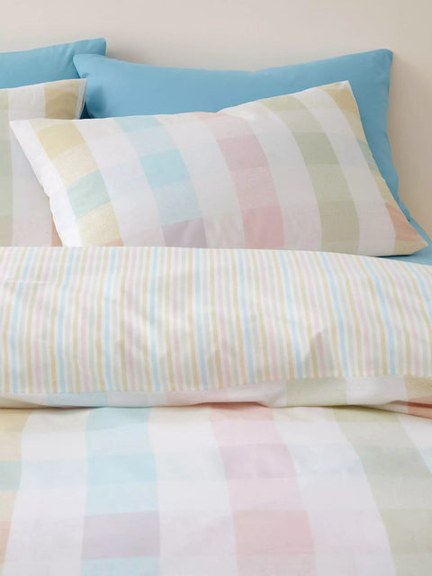 CATHERINE LANSFIELD Spring Check Pastel Reversible Duvet Cover Set