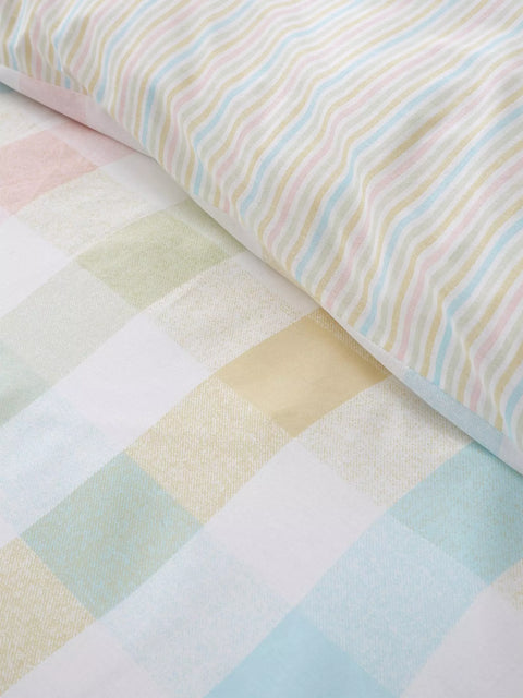 CATHERINE LANSFIELD Spring Check Pastel Reversible Duvet Cover Set