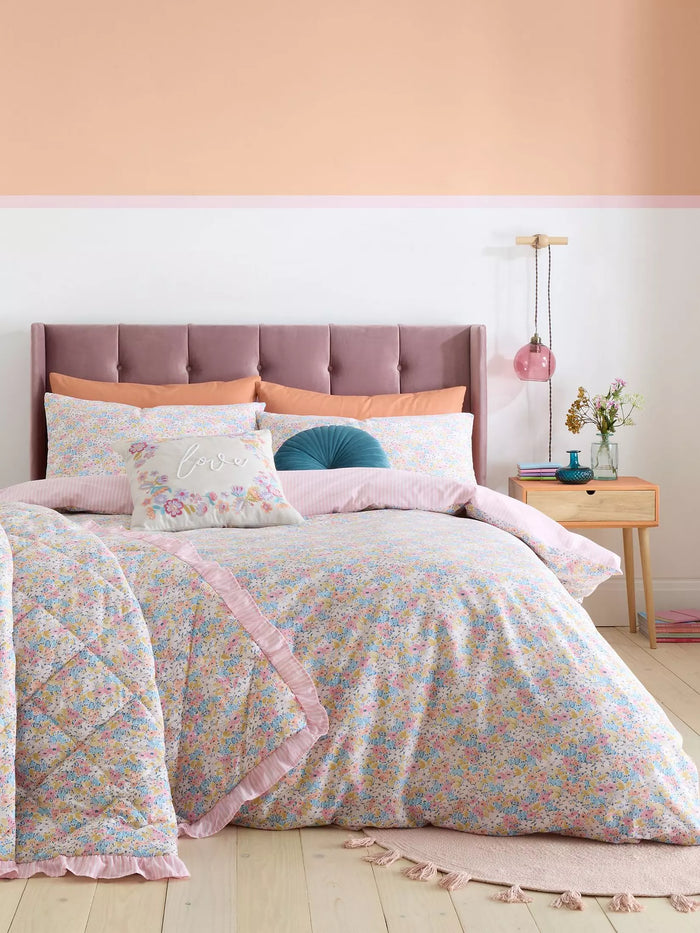 CATHERINE LANSFIELD Darcy Floral Reversible Duvet Cover Set - Pink