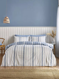 CATHERINE LANSFIELD Harbour Stripe Reversible Duvet Cover Set - Blue