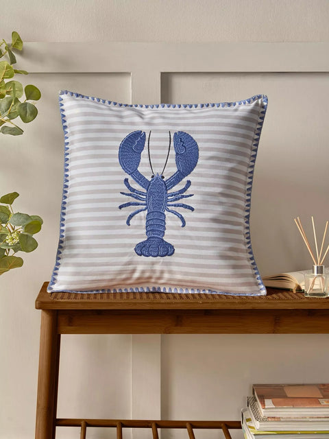 CATHERINE LANSFIELD Lobster Filled Cushion 45x45cm - Blue