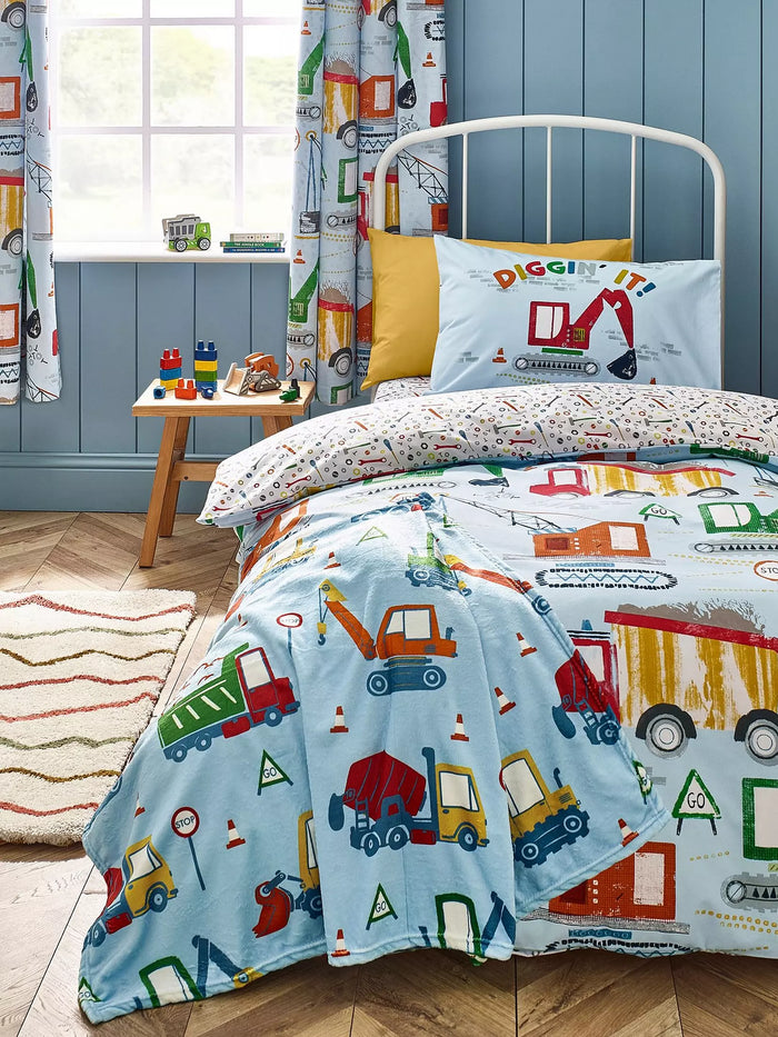 CATHERINE LANSFIELD Digger Dreams Kids Duvet Cover Set - Blue