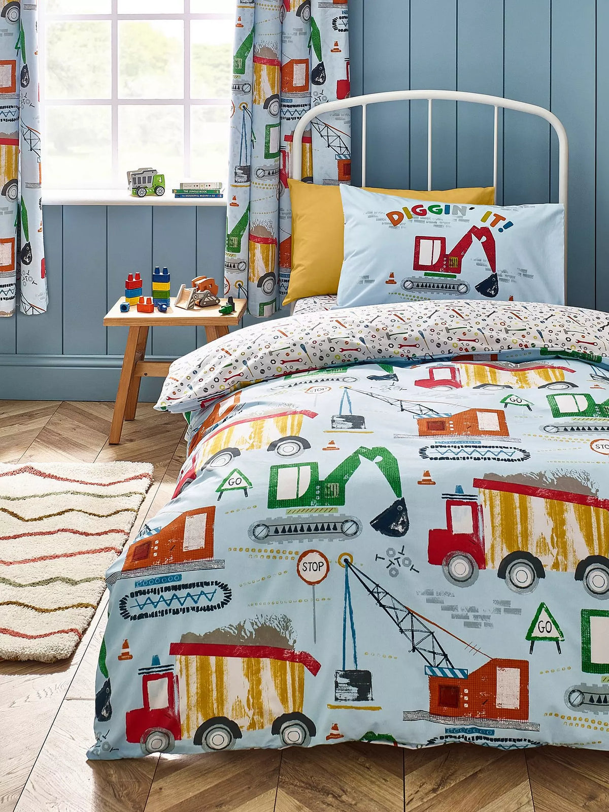 CATHERINE LANSFIELD Digger Dreams Kids Duvet Cover Set - Blue