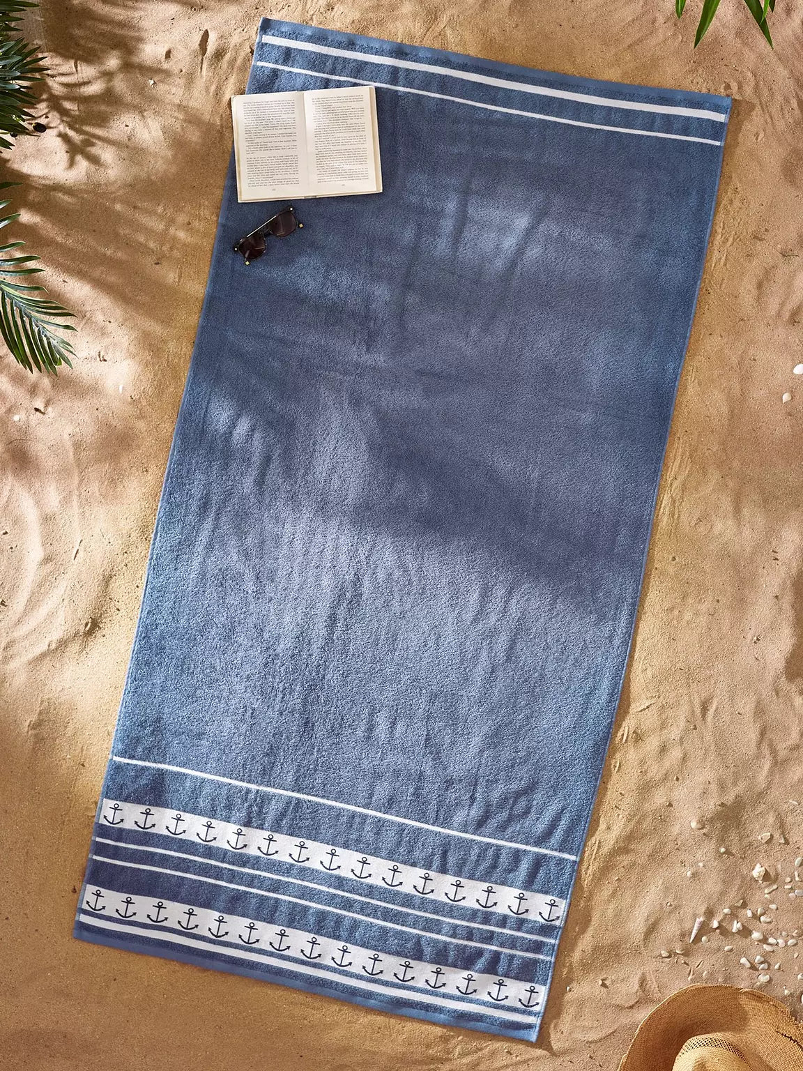 CATHERINE LANSFIELD Anchor Beach Lounger Towel - Blue