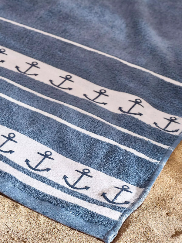 CATHERINE LANSFIELD Anchor Beach Lounger Towel - Blue