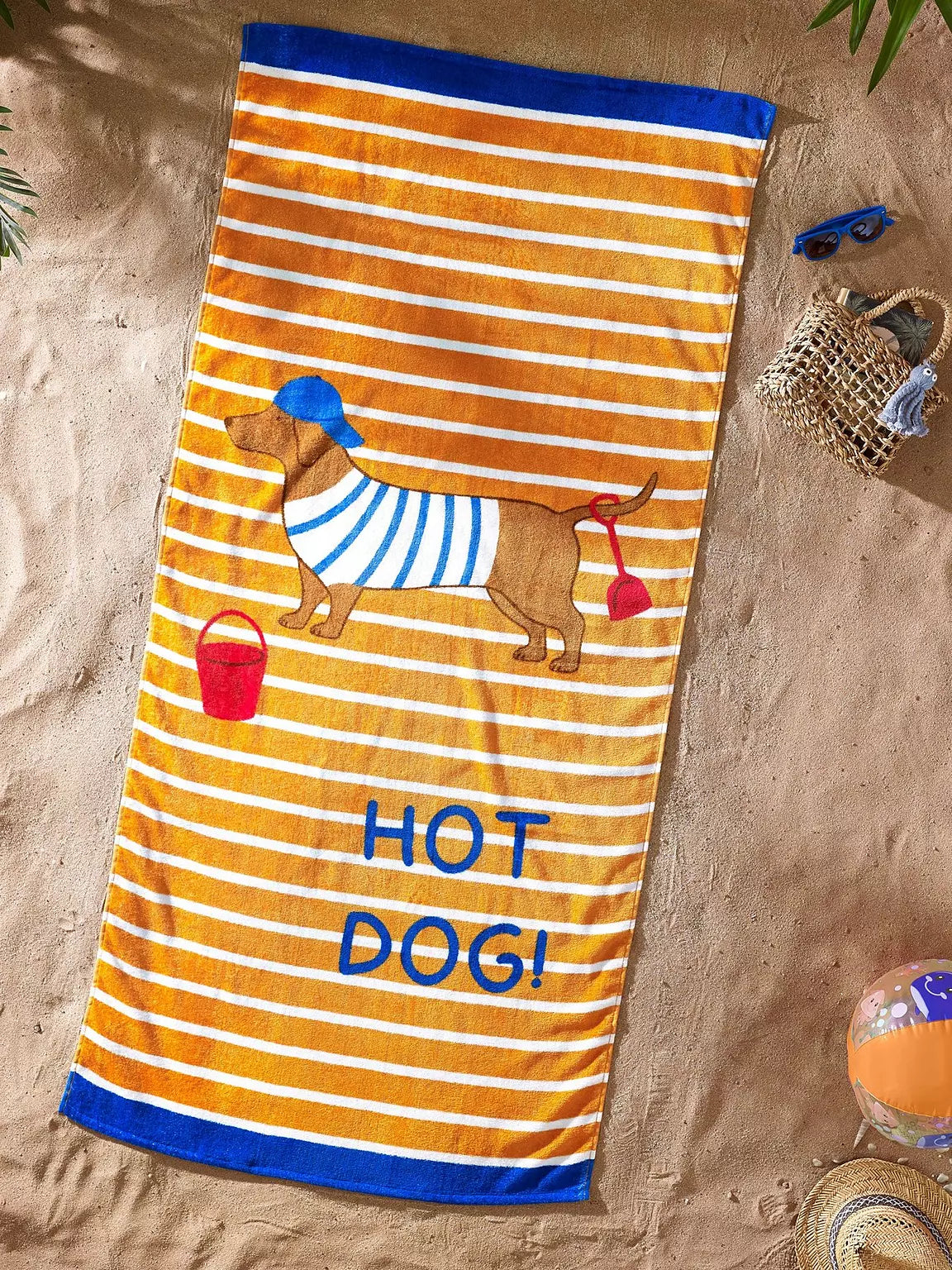 CATHERINE LANSFIELD Hot Dog Beach Lounger Towel - Orange