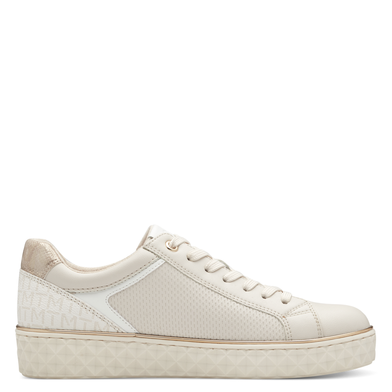 MARCO TOZZI : Ladies Zip Trainers - Cream