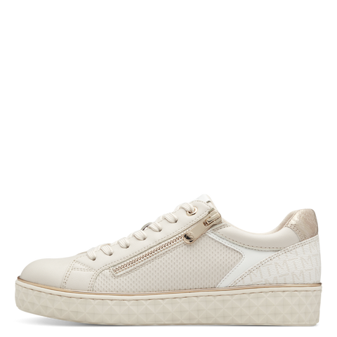 MARCO TOZZI : Ladies Zip Trainers - Cream