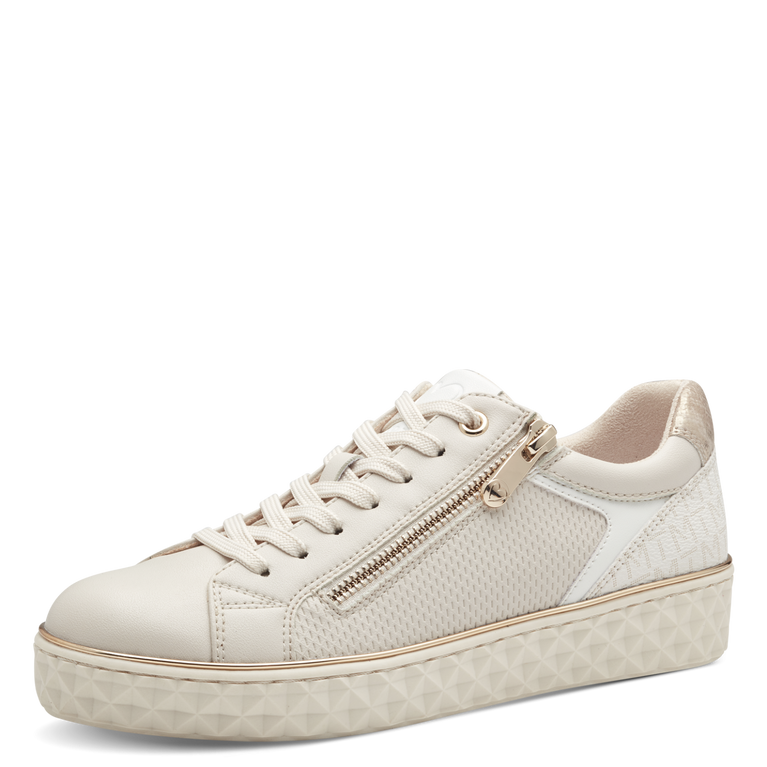 MARCO TOZZI : Ladies Zip Trainers - Cream