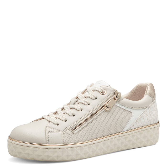 MARCO TOZZI : Ladies Zip Trainers - Cream