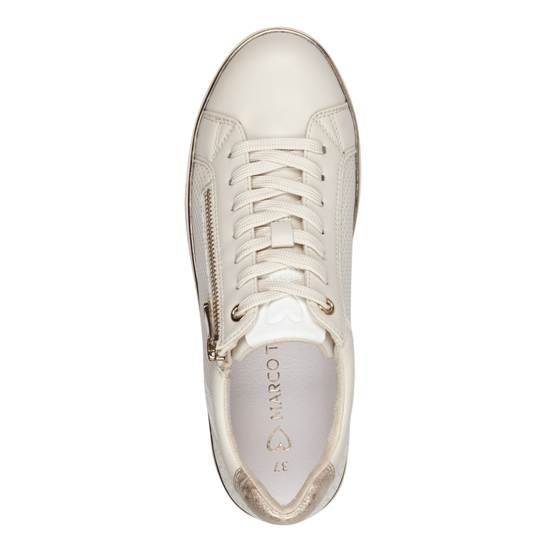 MARCO TOZZI : Ladies Zip Trainers - Cream