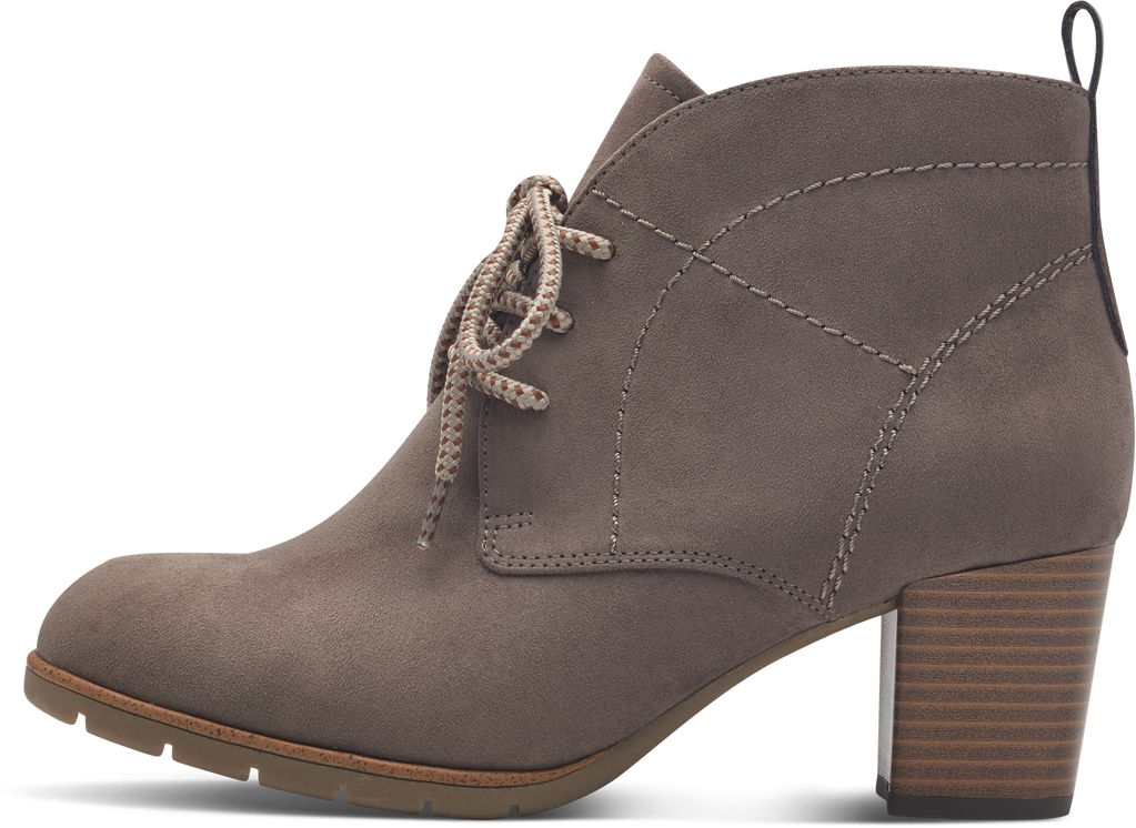 MARCO TOZZI : Block Heel Lace Up Ankle Boots - Taupe