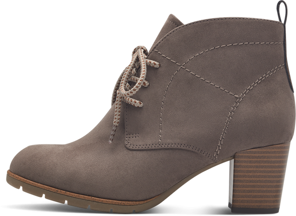 MARCO TOZZI : Block Heel Lace Up Ankle Boots - Taupe