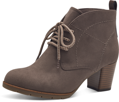 MARCO TOZZI : Block Heel Lace Up Ankle Boots - Taupe