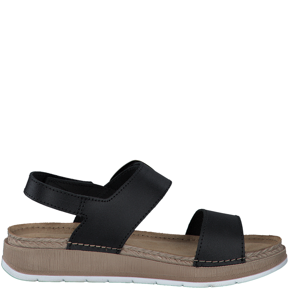 MARCO TOZZI : Leather Strap Sandals - Black