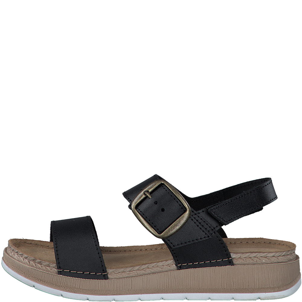 MARCO TOZZI : Leather Strap Sandals - Black