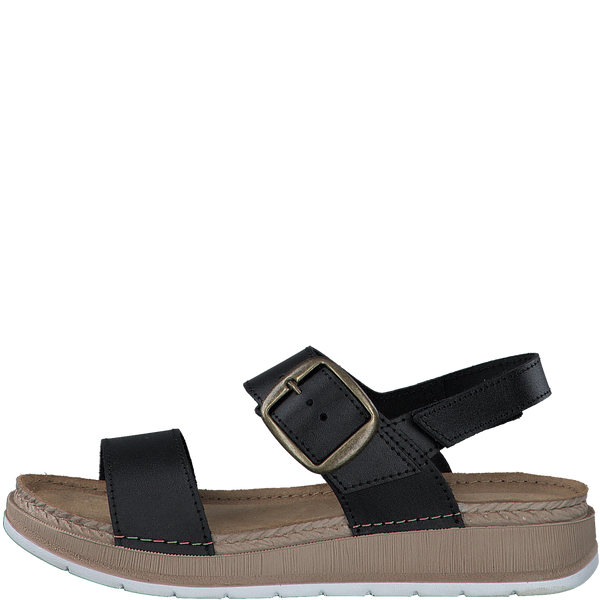 MARCO TOZZI : Leather Strap Sandals - Black