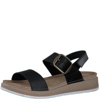 MARCO TOZZI : Leather Strap Sandals - Black