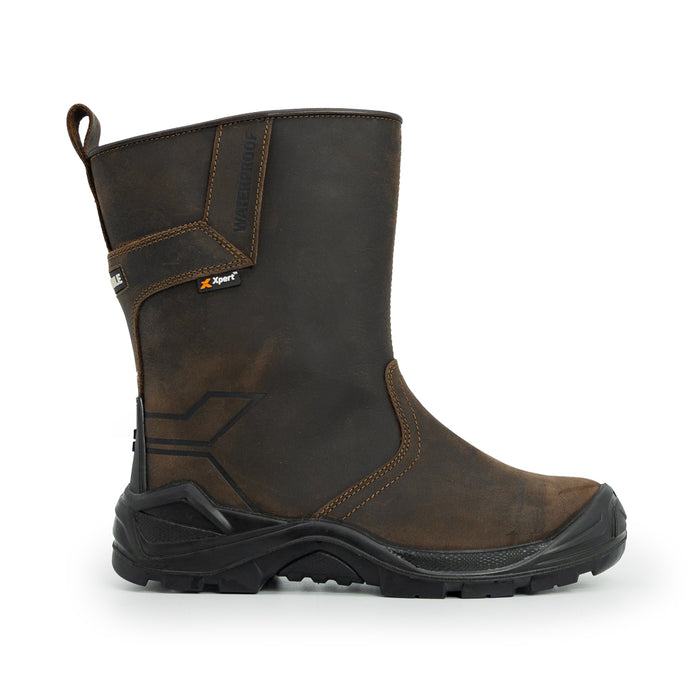 XPERT : Invincible S3 Safety Waterproof Rigger Boots - Brown