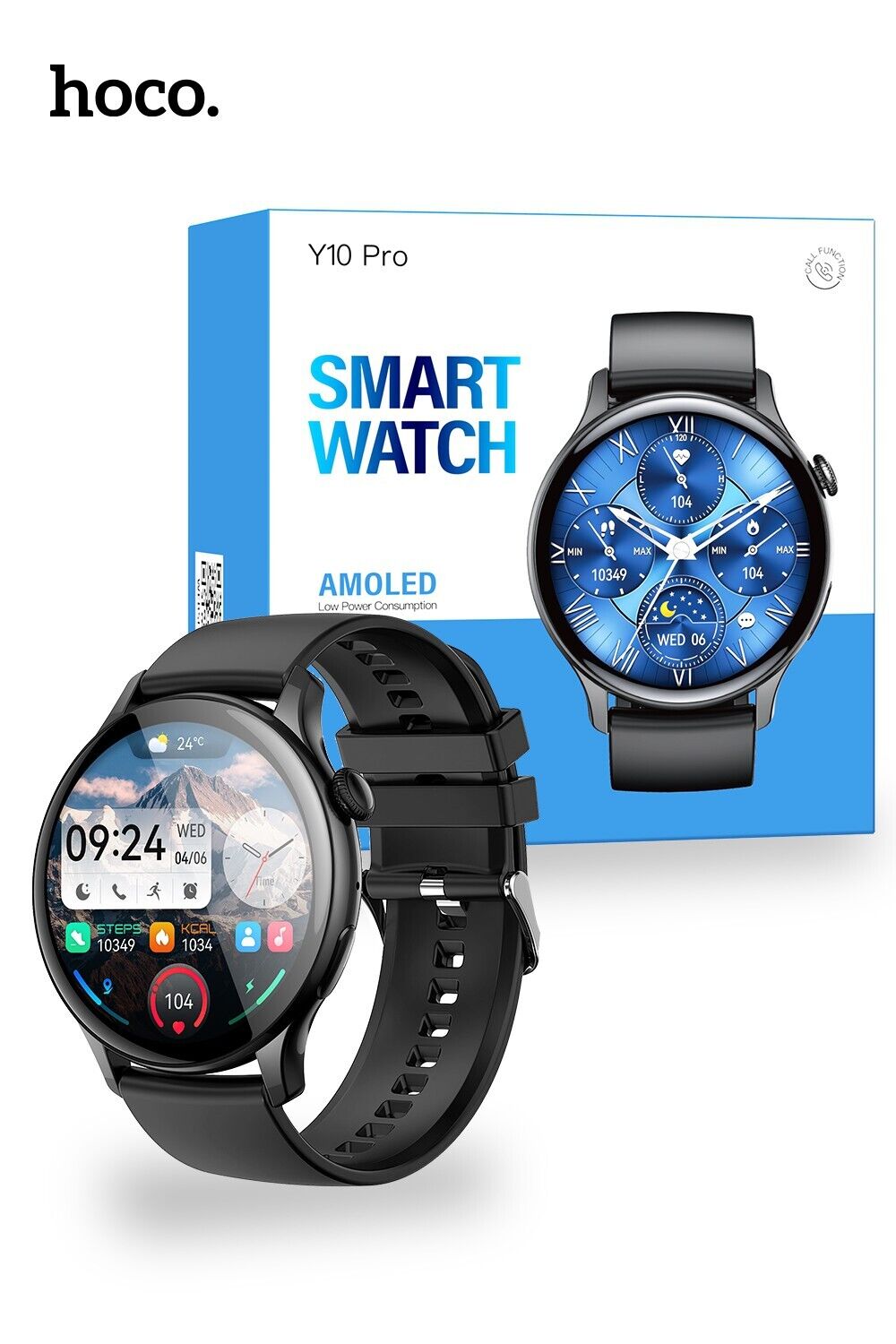 Hoco Y10 Pro AMOLED 1.3 inch Smart Sport Watch (Call Version) -  Black