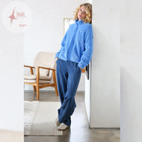 RELAX & RENEW Zahra Teddy Full Zip - Cornflour Blue