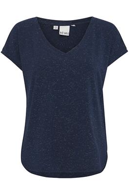 ICHI : Rebel SS V-Neck Top - Navy