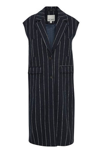 ICHI : Jannet Pinstripe Waistcoat - Navy