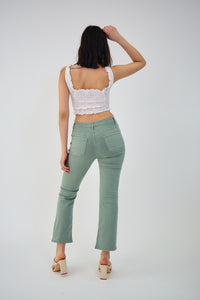 COPE CLOTHING : Culottes - Cropped Flare Jean - Khaki