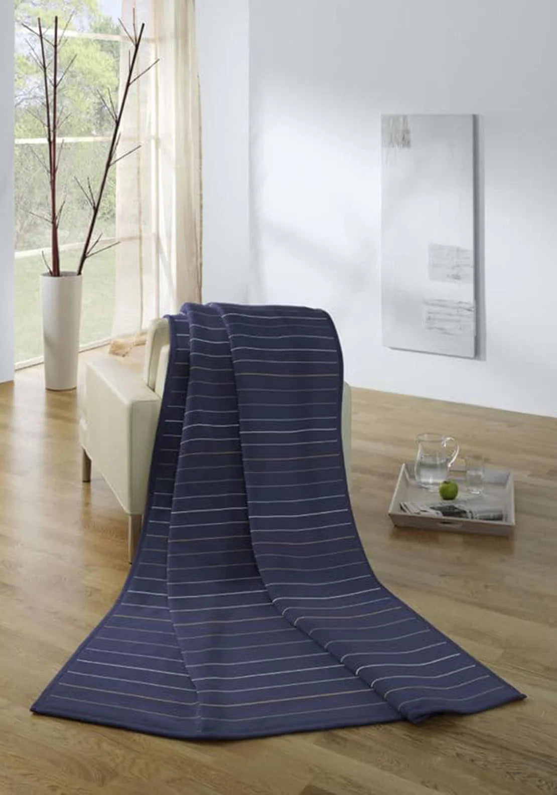 BIEDERLACK : Cotton Home - Multi Stripe NavyThrow - 140x180