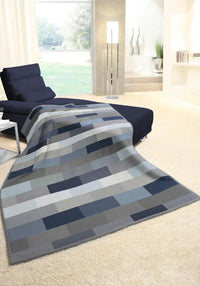 BIEDERLACK : Cotton Home - Textured Blocks Navy Throw - 140x180