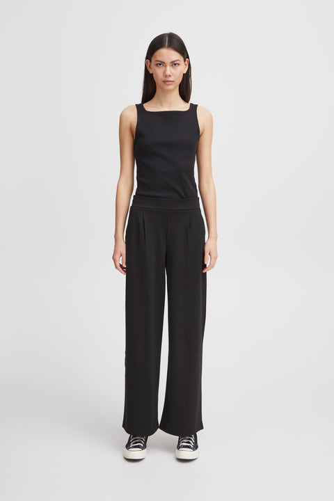 ICHI Kate Wide Leg Trousers - Black