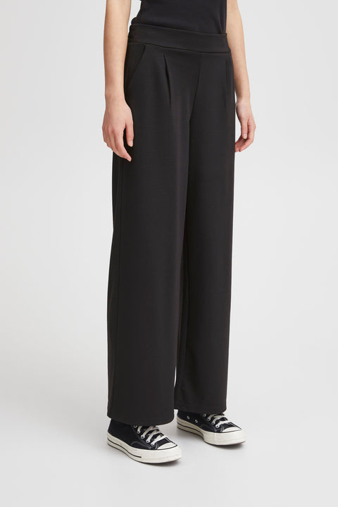 ICHI Kate Wide Leg Trousers - Black