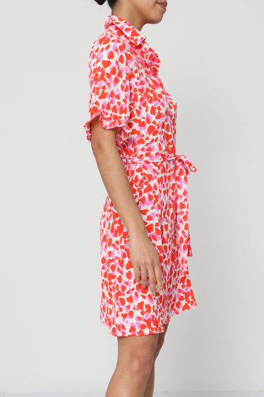 COPE CLOTHING : Shirt Dress With Heart Print - Pink