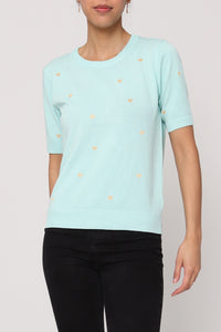 COPE CLOTHING : Short Sleeve Knitted Blouse : Mint