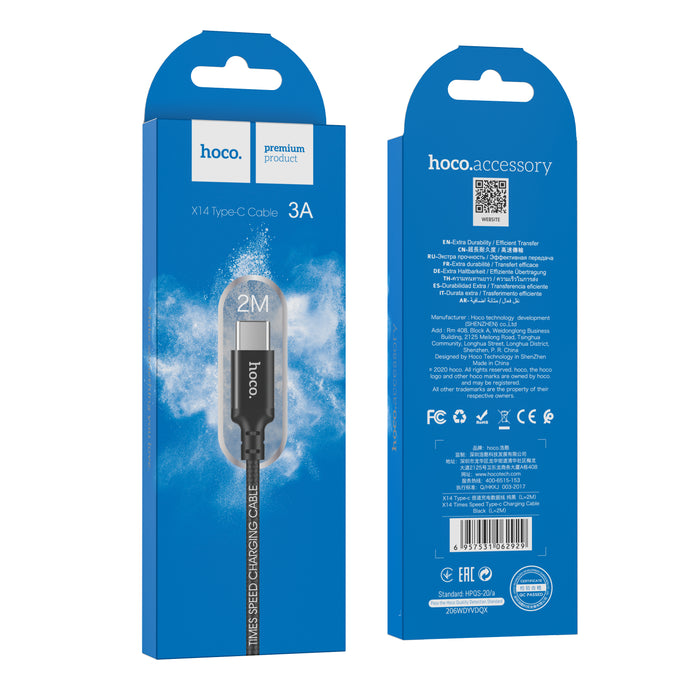 Hoco X14 Type-c Fast Charging Cable, 2M