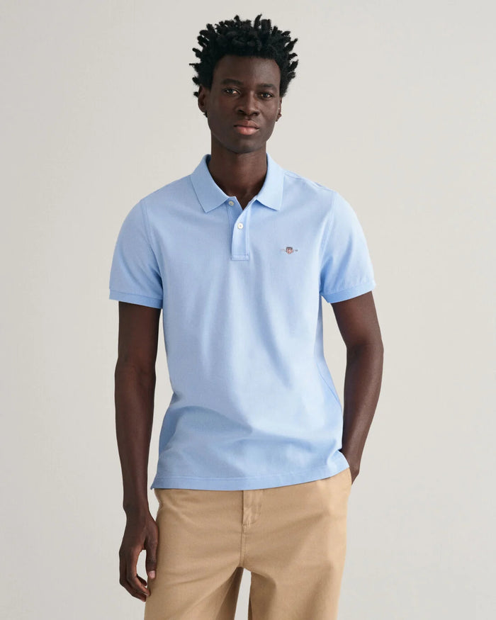 GANT : Regular Shield Pique Polo - Capri Blue