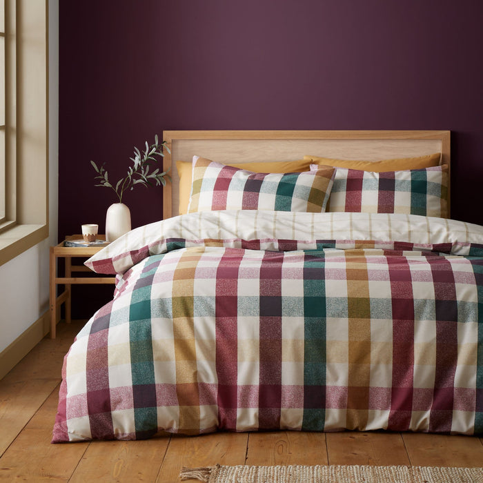 CATHERINE LANSFIELD Autumn Check Plum Reversible Duvet Cover Set