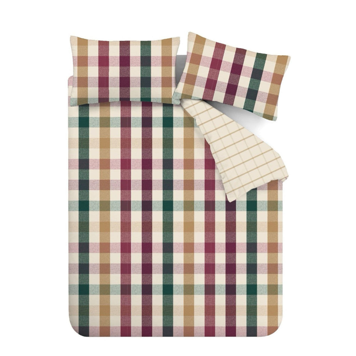 CATHERINE LANSFIELD Autumn Check Plum Reversible Duvet Cover Set