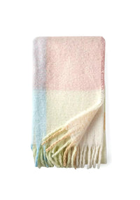 CATHERINE LANSFIELD Faux Mohair Checked Pastel Throw