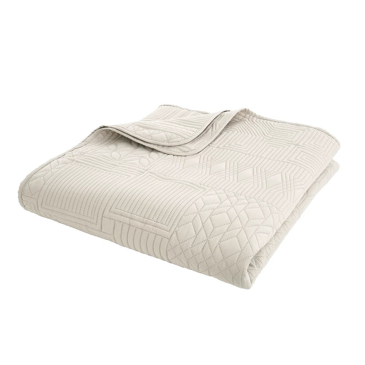 CATHERINE LANSFIELD Folkstone Geo Bedspread Throw - Natural